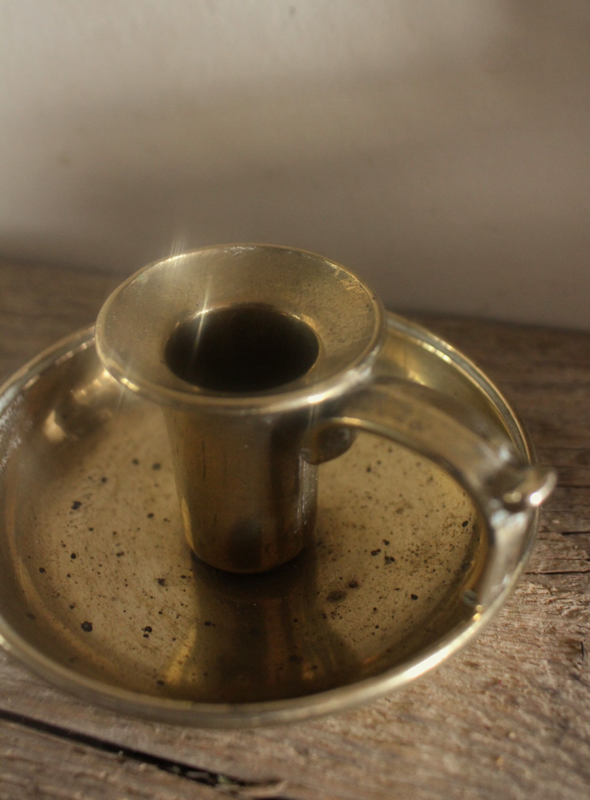 Cave rat brass candle holder