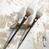 Pair of vintage metal and brass sconces