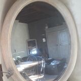Miroir ovale biseauté bois brossé or