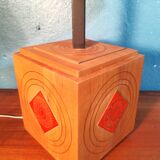 Scandinavian lamp in wood and ceramic, 1970s