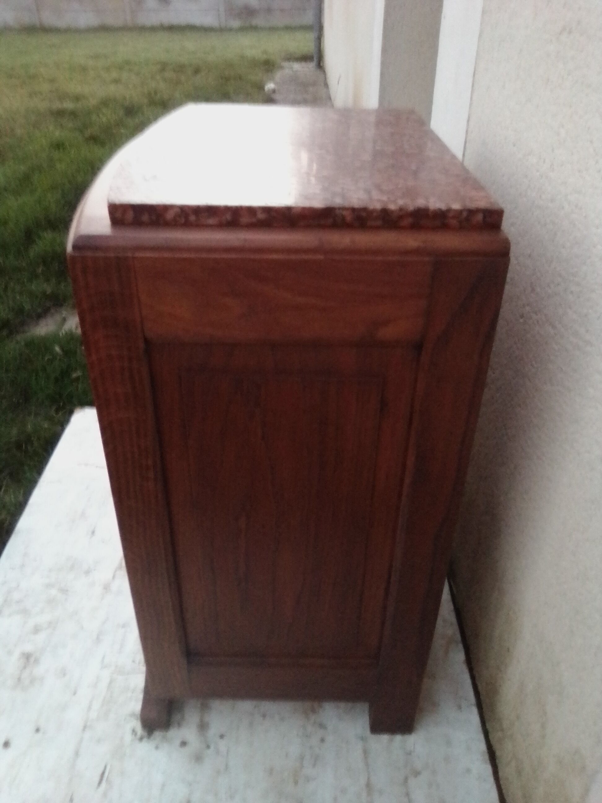 Art deco bedside table top marble door to right H 68 cm