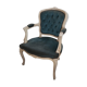 Louis XV armchair in old blue velvet