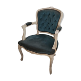 Louis XV armchair in old blue velvet