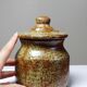 Tobacco or spice jar, vintage pyrite stoneware box, La Borne craftsmanship