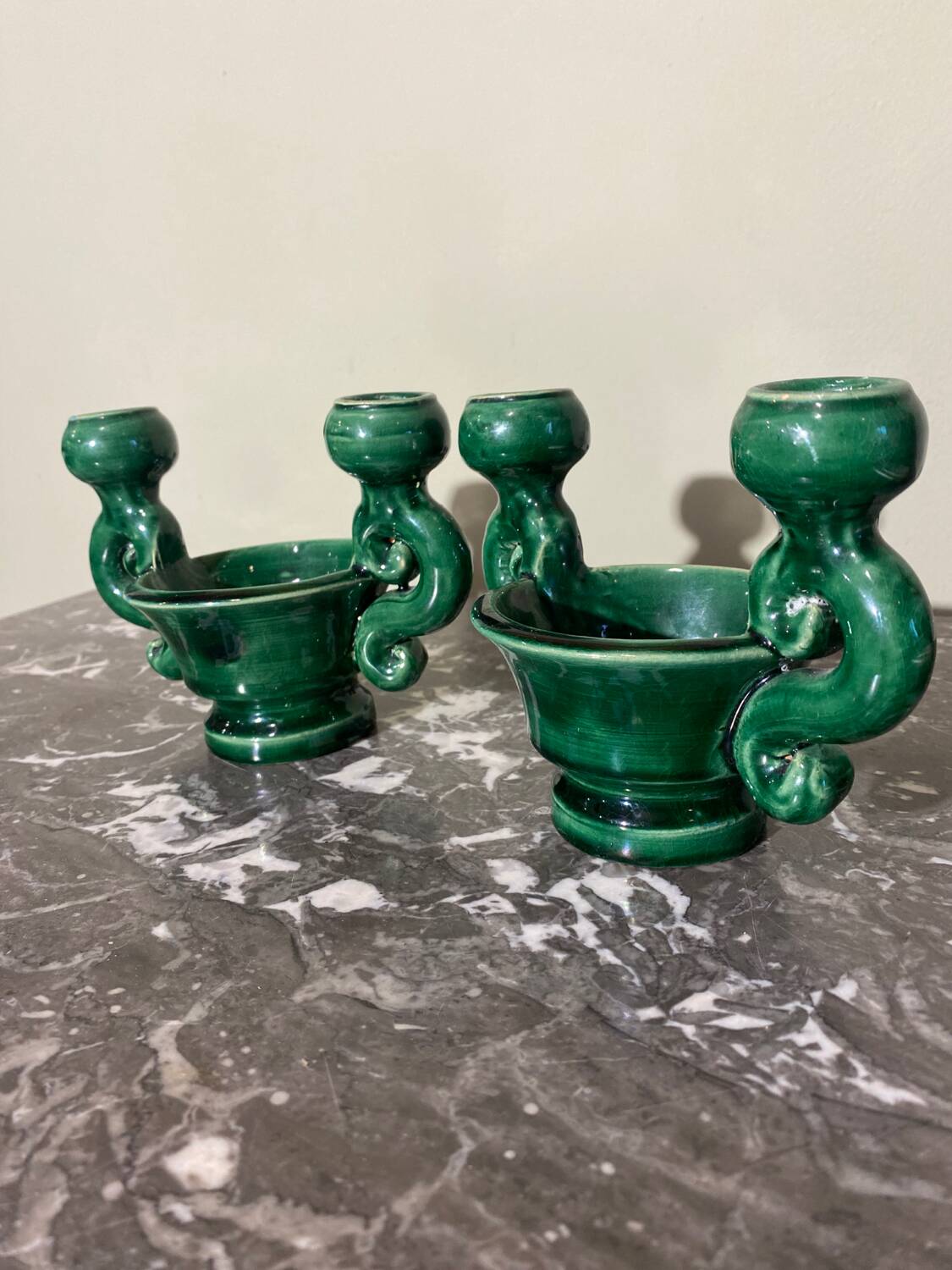 Pair of ceramic candlesticks