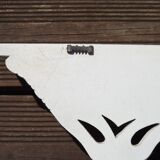 Vintage French White Shabby Chic 6 Peg Coat Rack with Shelf Cut-Out Detail