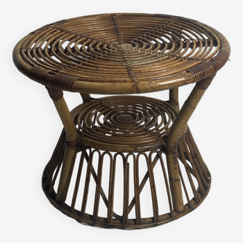 Italian rattan bamboo coffee or side table, 1960s