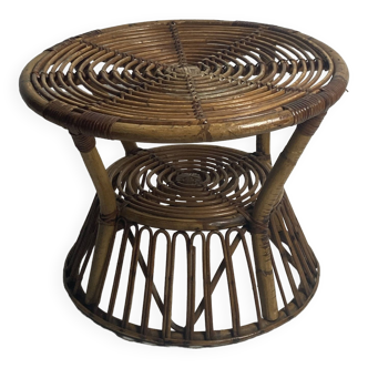 Italian rattan bamboo coffee or side table, 1960s