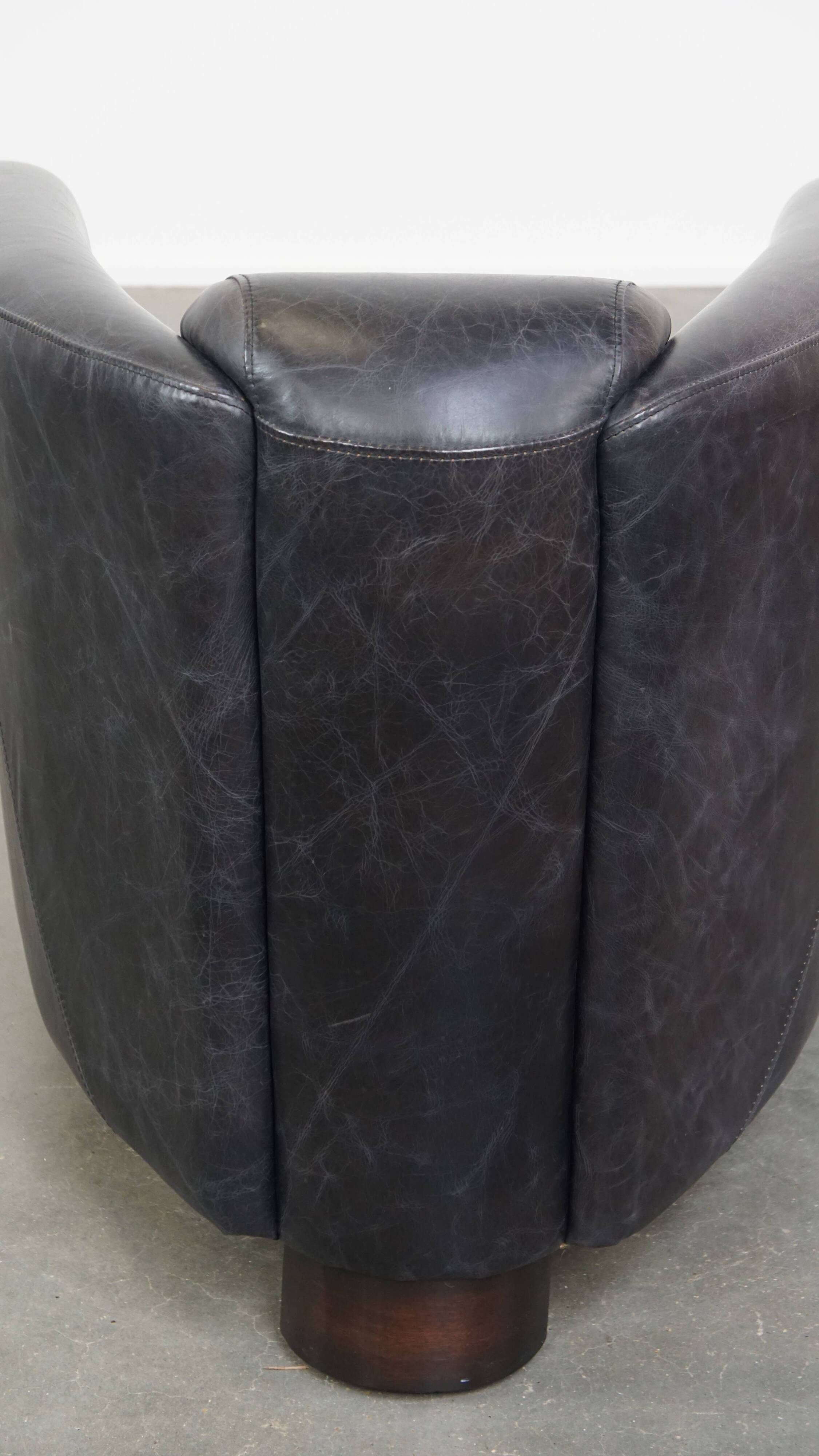 Black Cowhide Leather Aviator Armchair