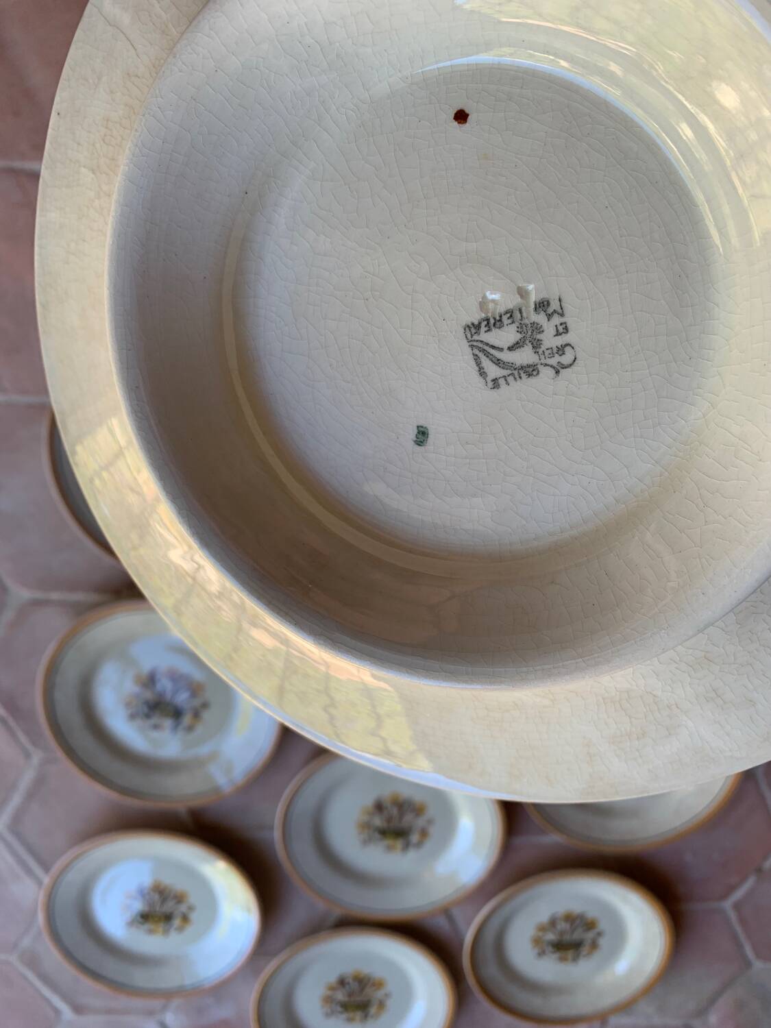 Service of plates and dish Oeillet Creil et Montereau