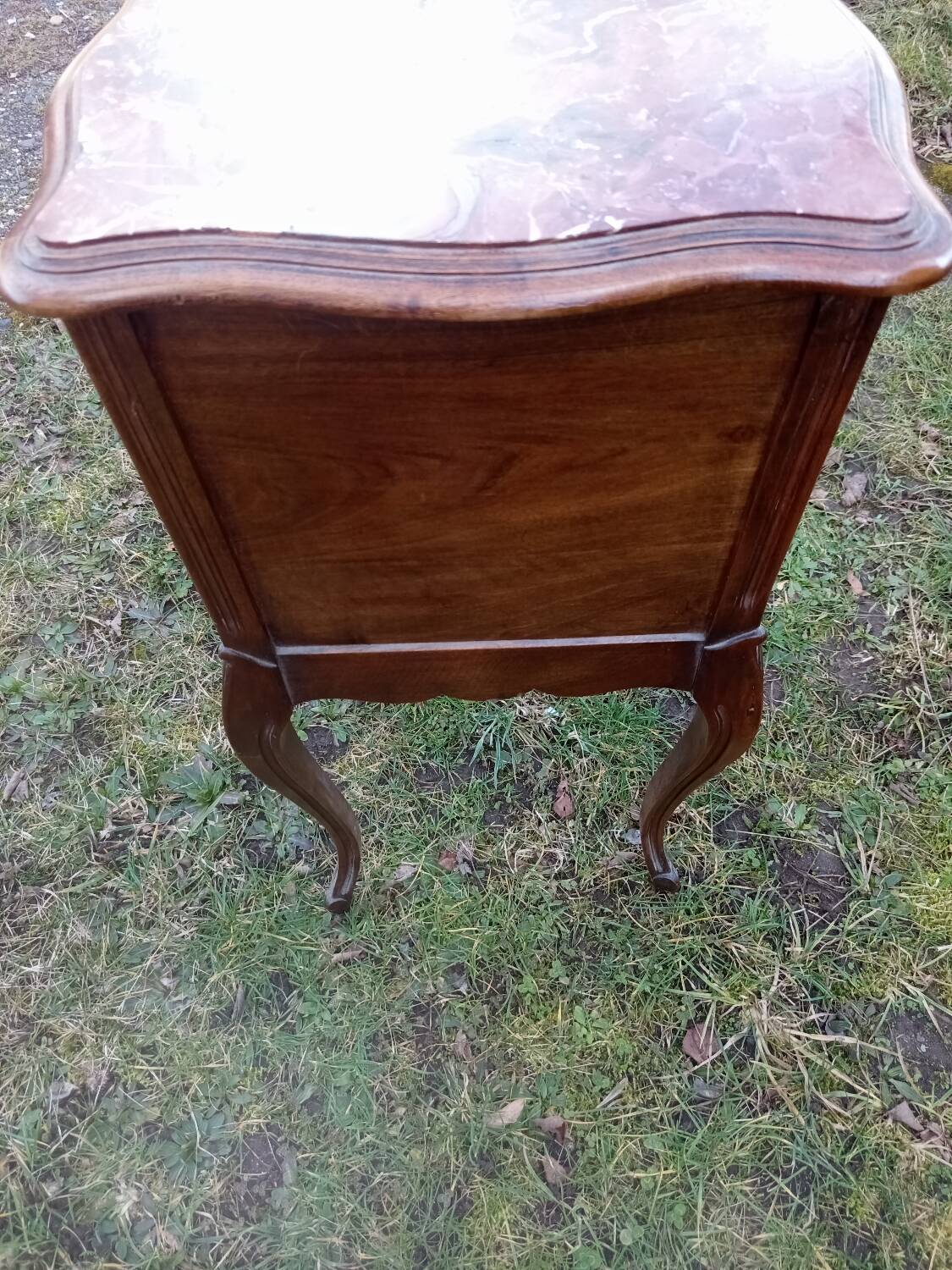Wood and marble bedside table