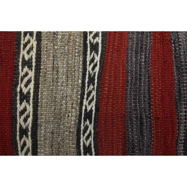 1970s Vintage Turkish Oushak Handmade Wool Cotton Red Runner Rug 125x205