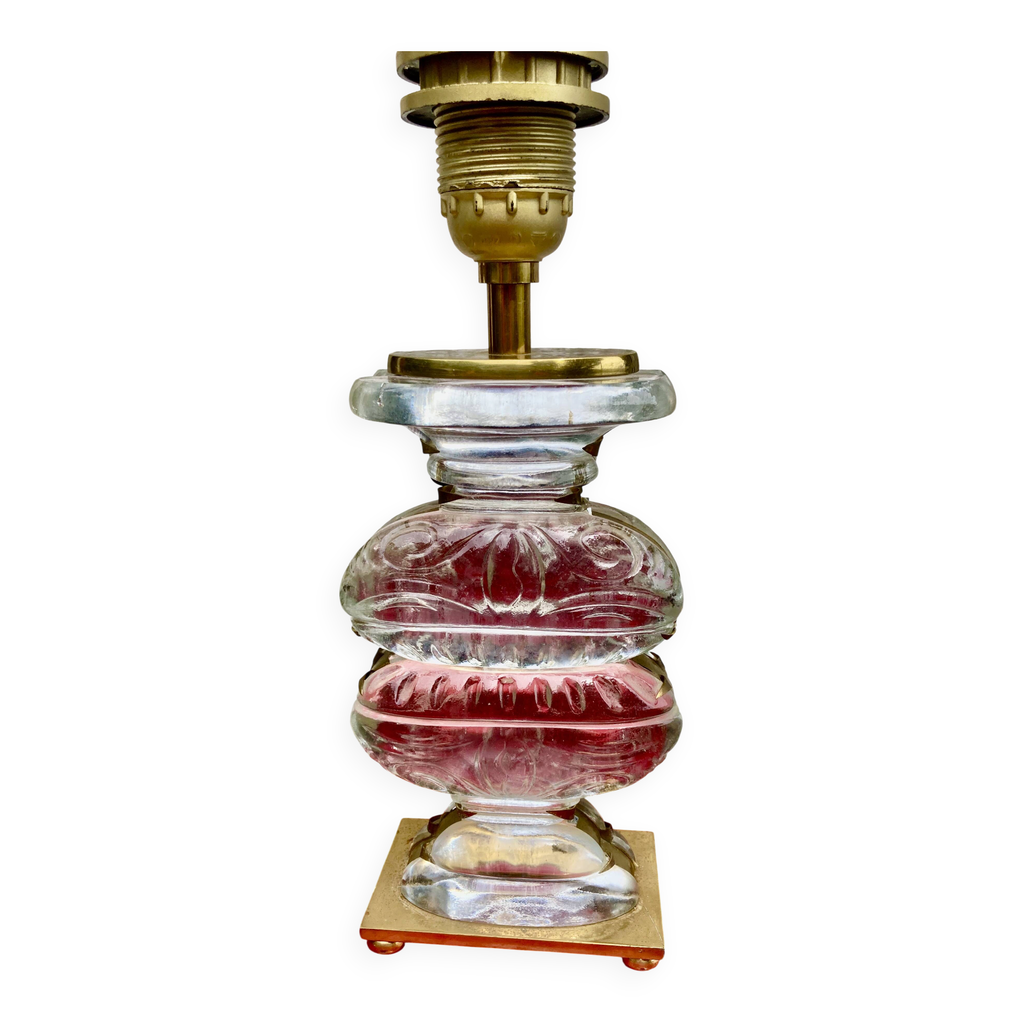 Glass Desk Lamp with Baguès House Urns, 1950s vintage