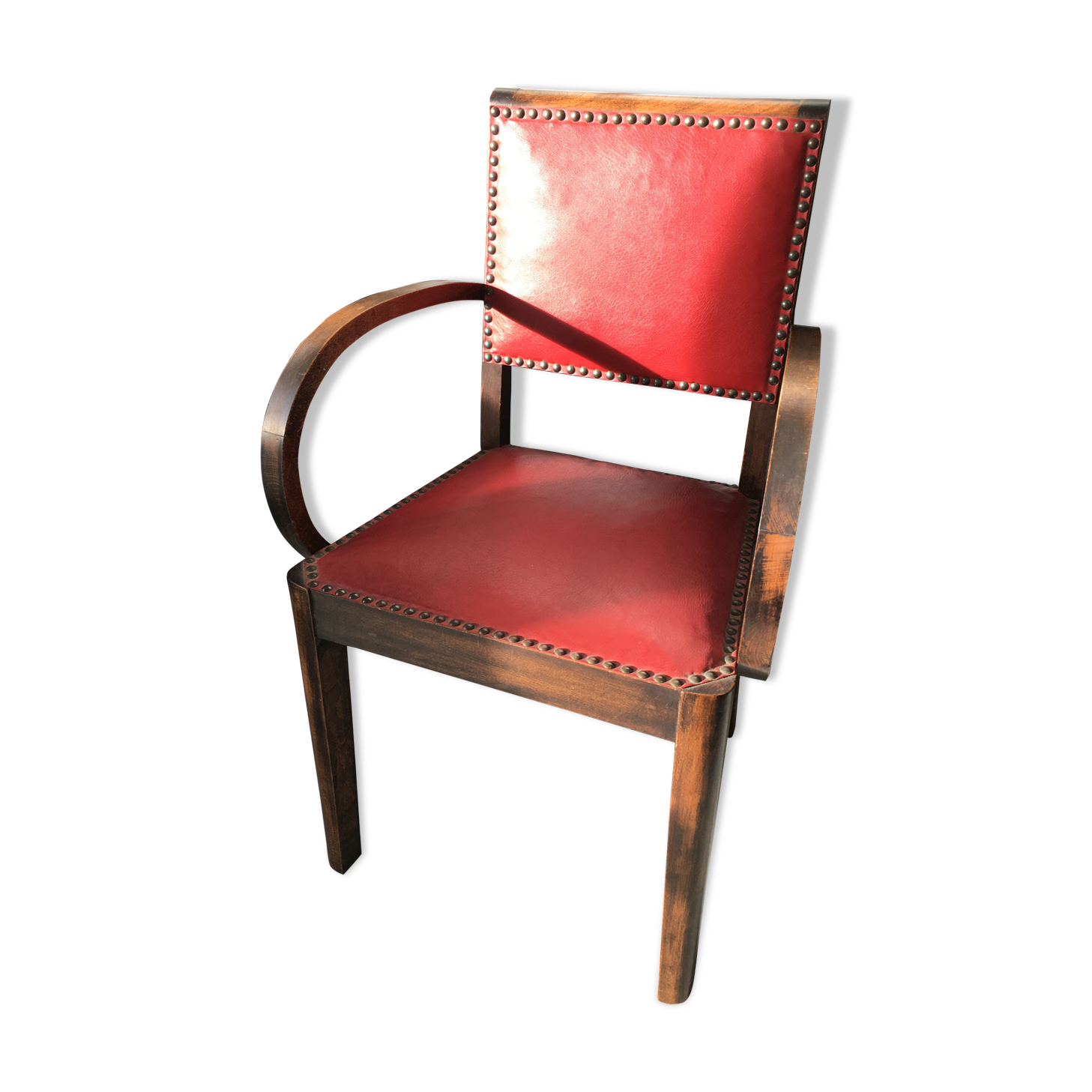 Red leather armchair