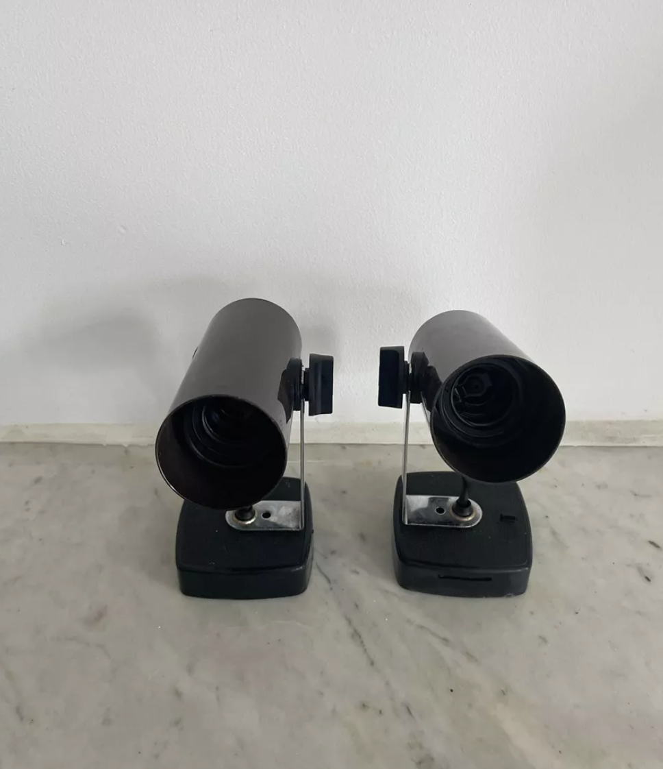 Pair of vintage swivel wall lamps Targetti, Italy 1970
