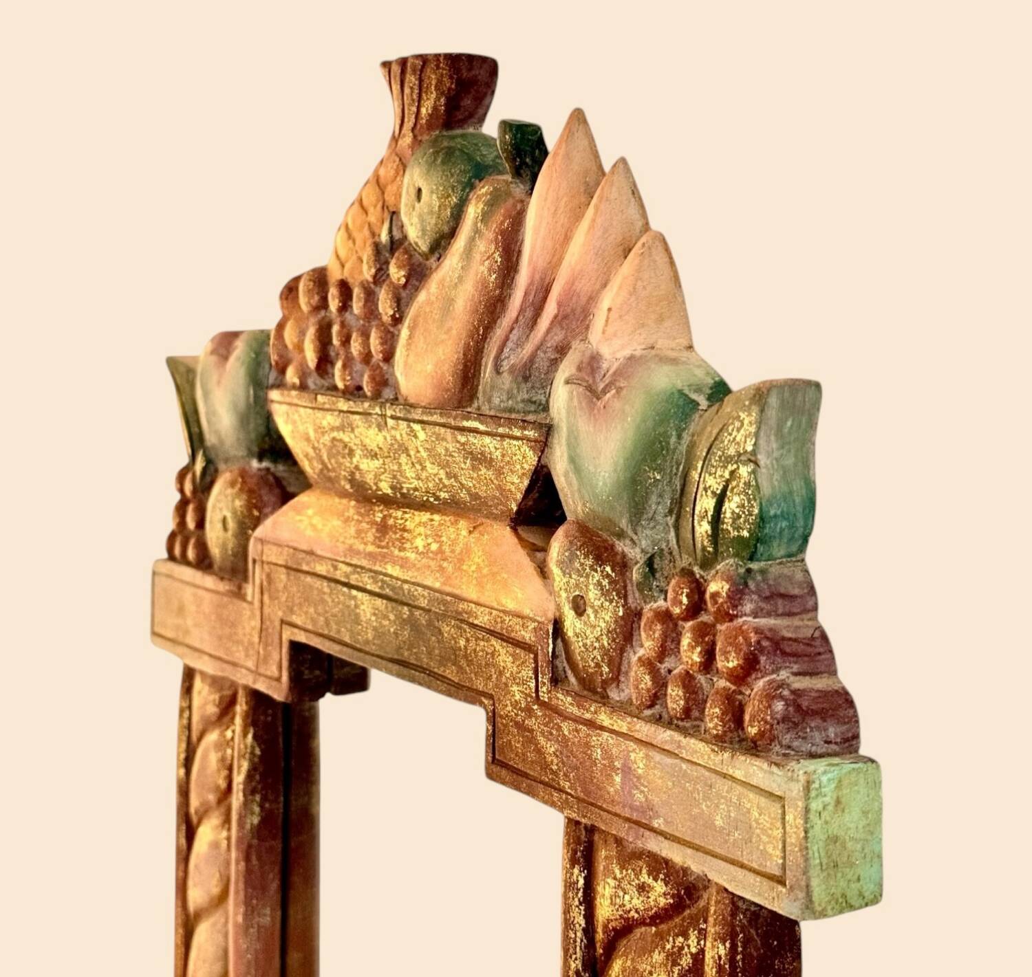 Vintage mirror in polychrome painted wood, 70´s