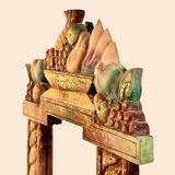 Miroir vintage en bois peint polychrome, 70´s