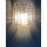 Pair of Contemporary Hammered Strips ”Listelli” Murano Glass Chromed Wall Sconces by Simoeng