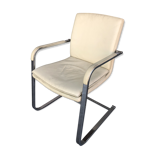 Fauteuil bureau en cuir blanc marqué Sitag