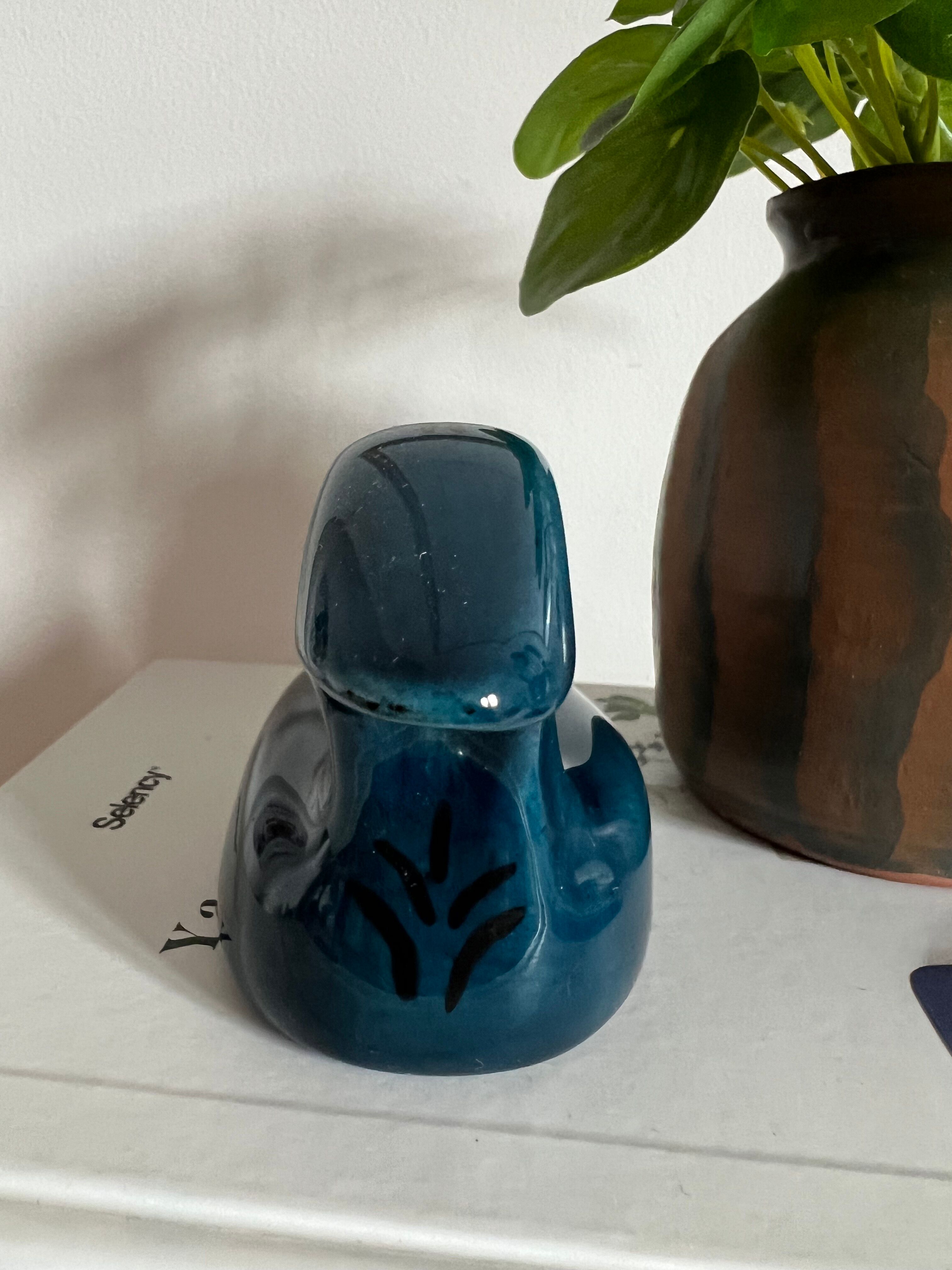 Decorative ceramic duck painted and signed, vintage