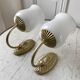 Duo of sconces in serrated opaline and golden steel 50s