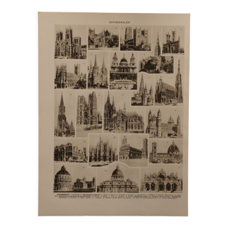 Original lithograph on cathedrals