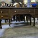 Empire-style minister's desk with swan necks in mahogany.