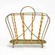 Rare Mid Century Modern magazine rack made of solid brass and genuine bambo