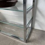 Pair of chrome and glass shelves from the 70s