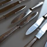 12 art deco table knives silver metal 25 cm monogram AR