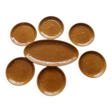Gien earthenware fish set, 6 plates and a serving dish