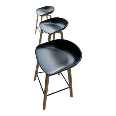 Lot de 3 tabourets de bar Hay About A Stool AAS 32 – H75 – noir / chêne