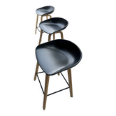 Set of 3 Hay About A Stool AAS 32 – H75 – black / oak bar stools.