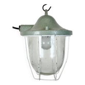 Lampe de bunker industrielle verte de Polam Gdansk, années 1970