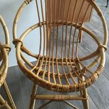 Duo of rattan armchairs