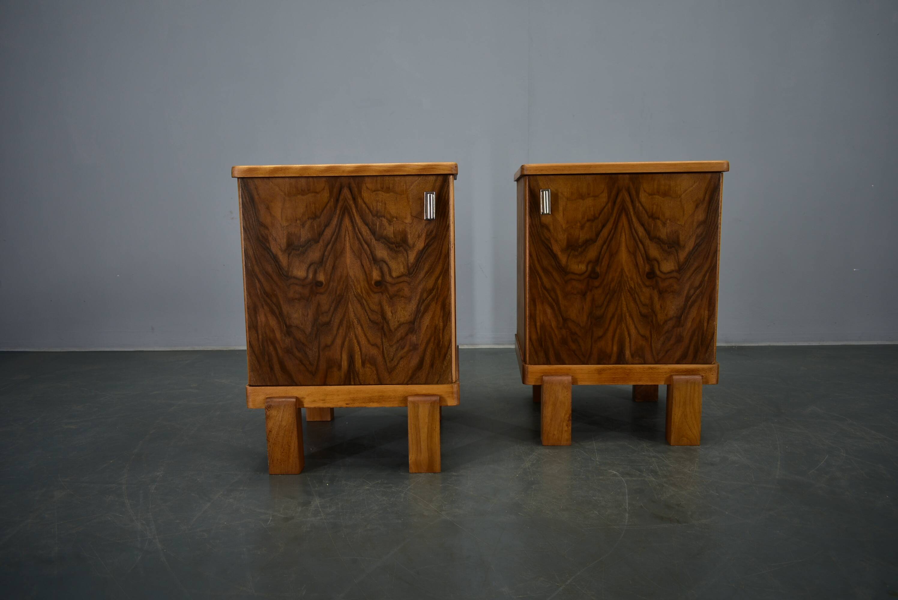 1935s pair of rare Art Deco bedside tables, Czechoslovakia