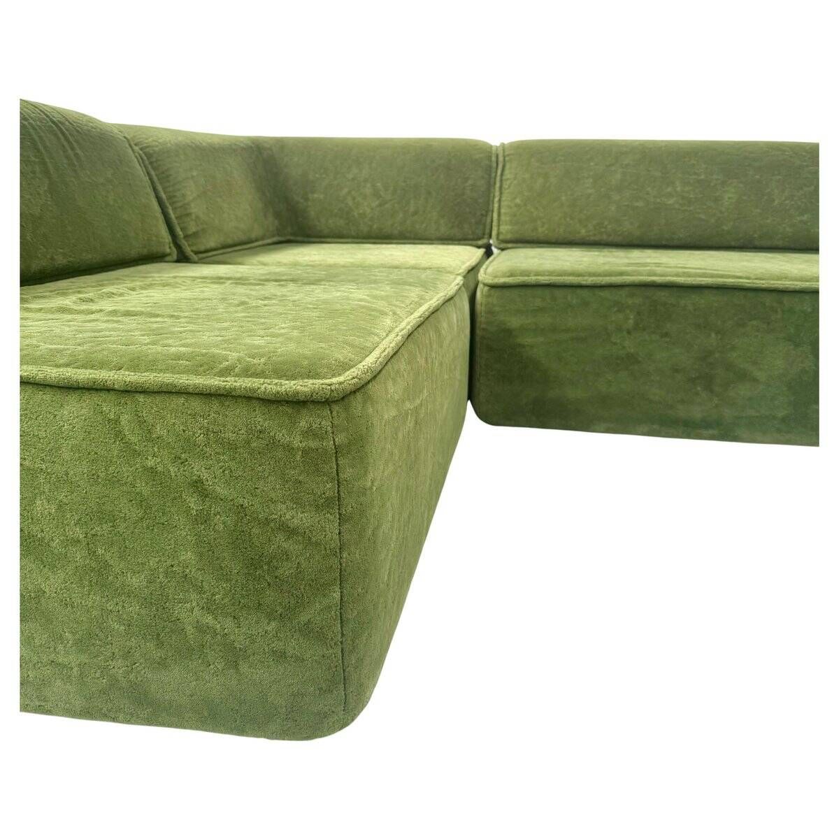 Canapé modulaire vintage Trio en tissu teddy vert de Cor, années 1970, ensemble de 4.
