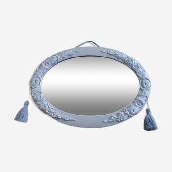 Classic oval mirror patinated taupe