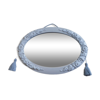 Classic oval mirror patinated taupe