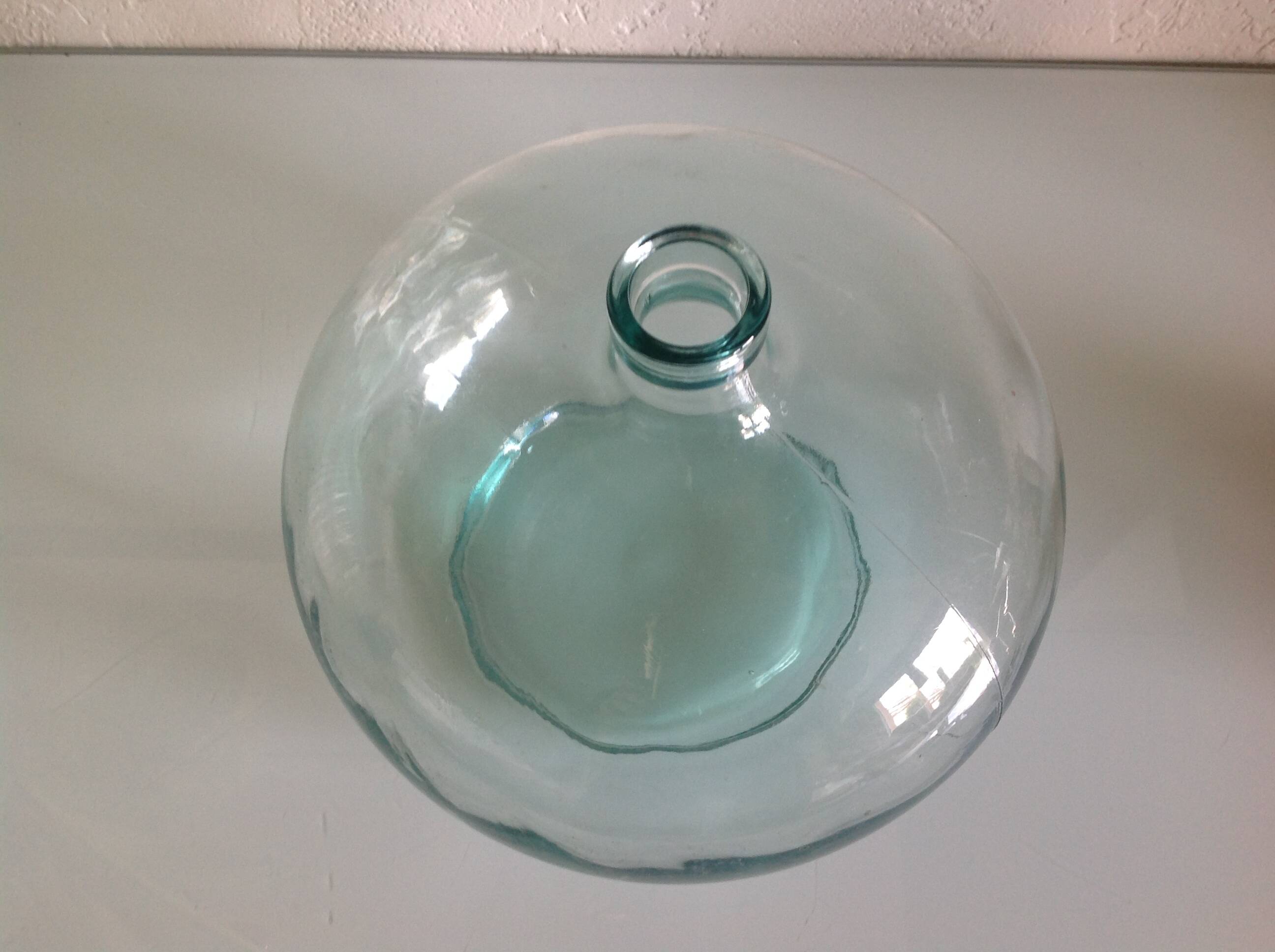 Glass soliflore ball vase / vintage 70s-80s