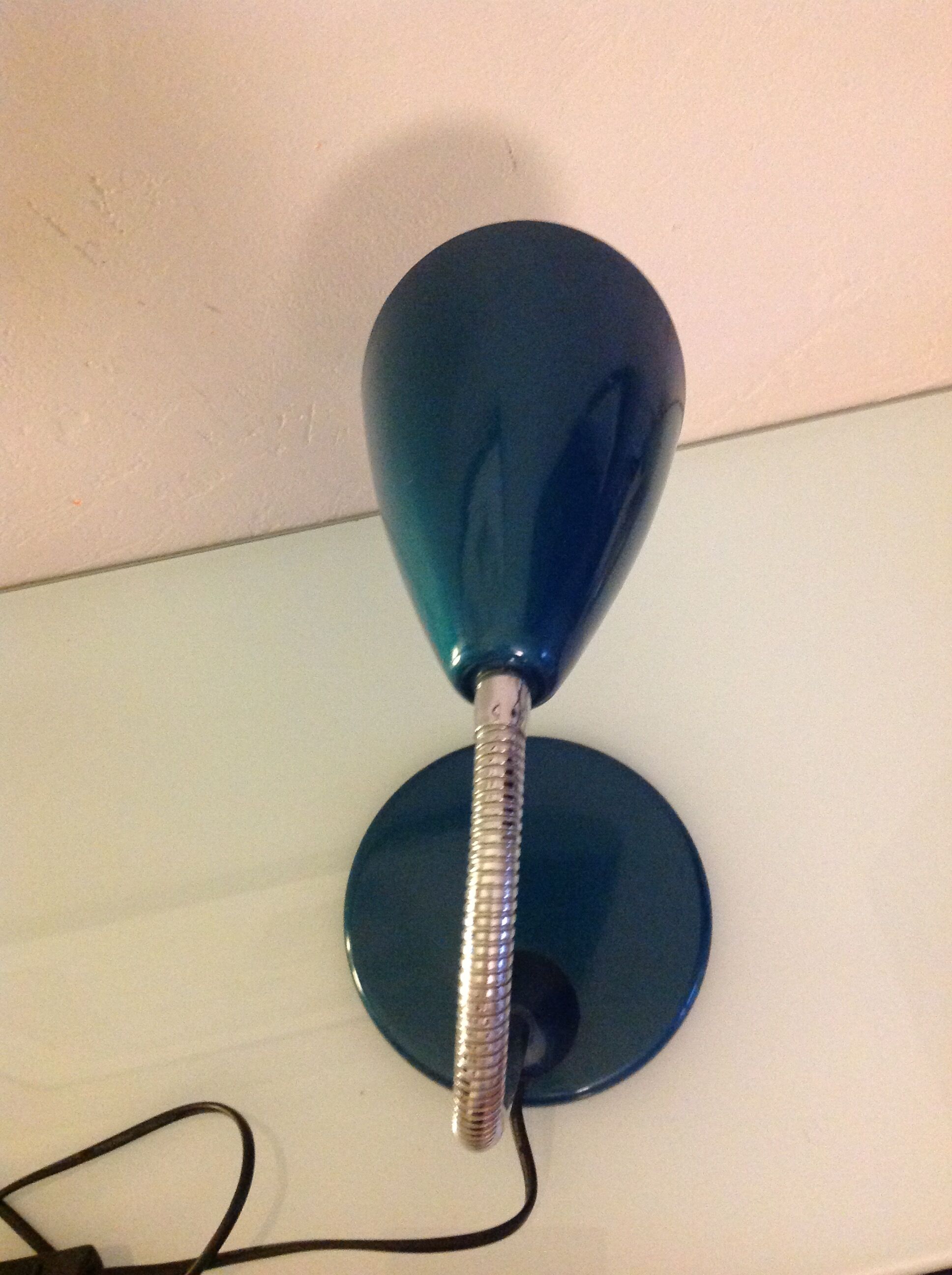 Desk lamp metal blue duck and chrome