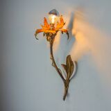 "Fleur de lys" wall light by Ferro Arte, metal and gold leaf, Spain, 1970