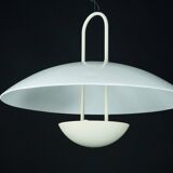 Vintage 1990s White Pendant Lamp with Glass Top Shade. Italy