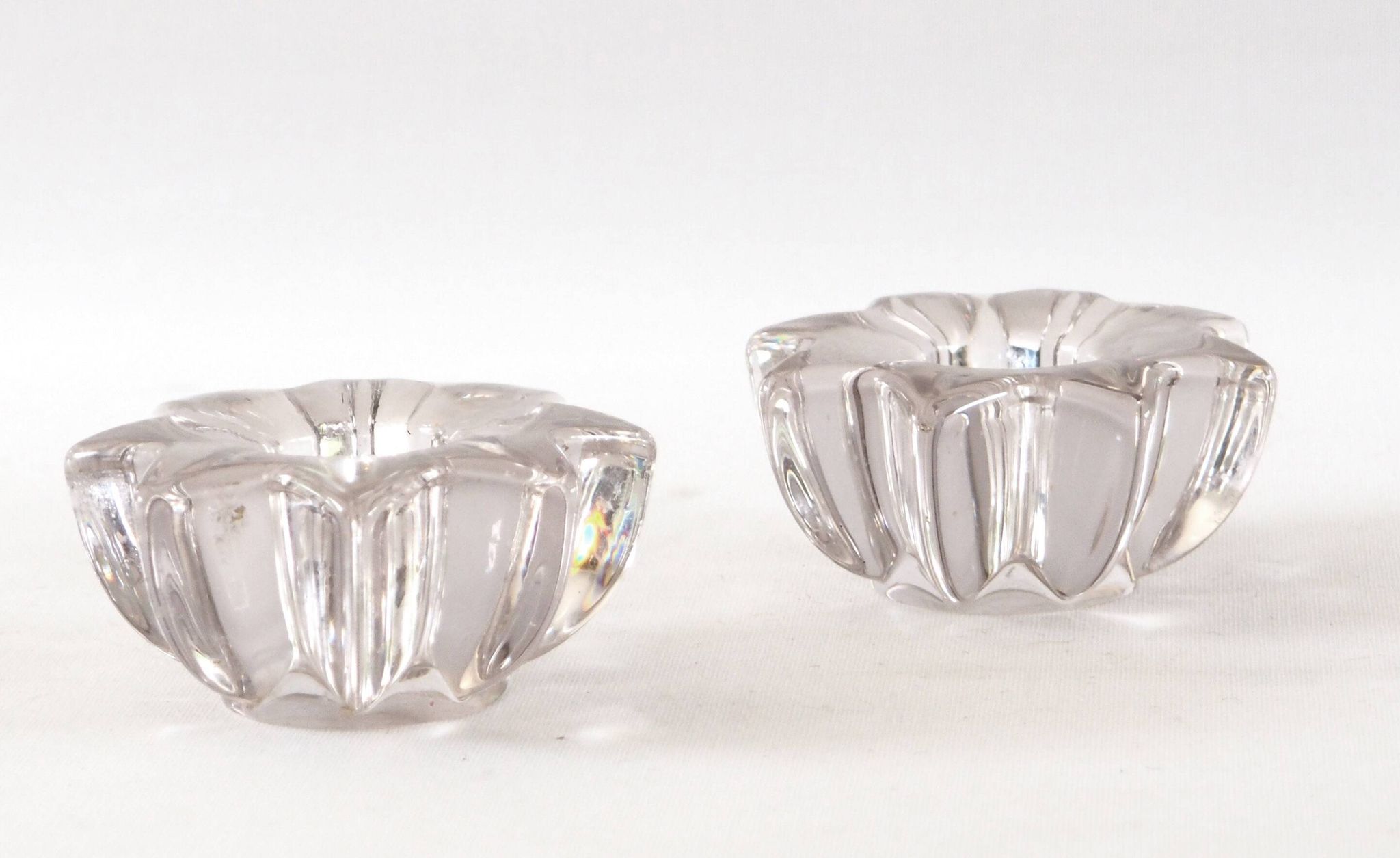 Pair of small crystal candlesticks