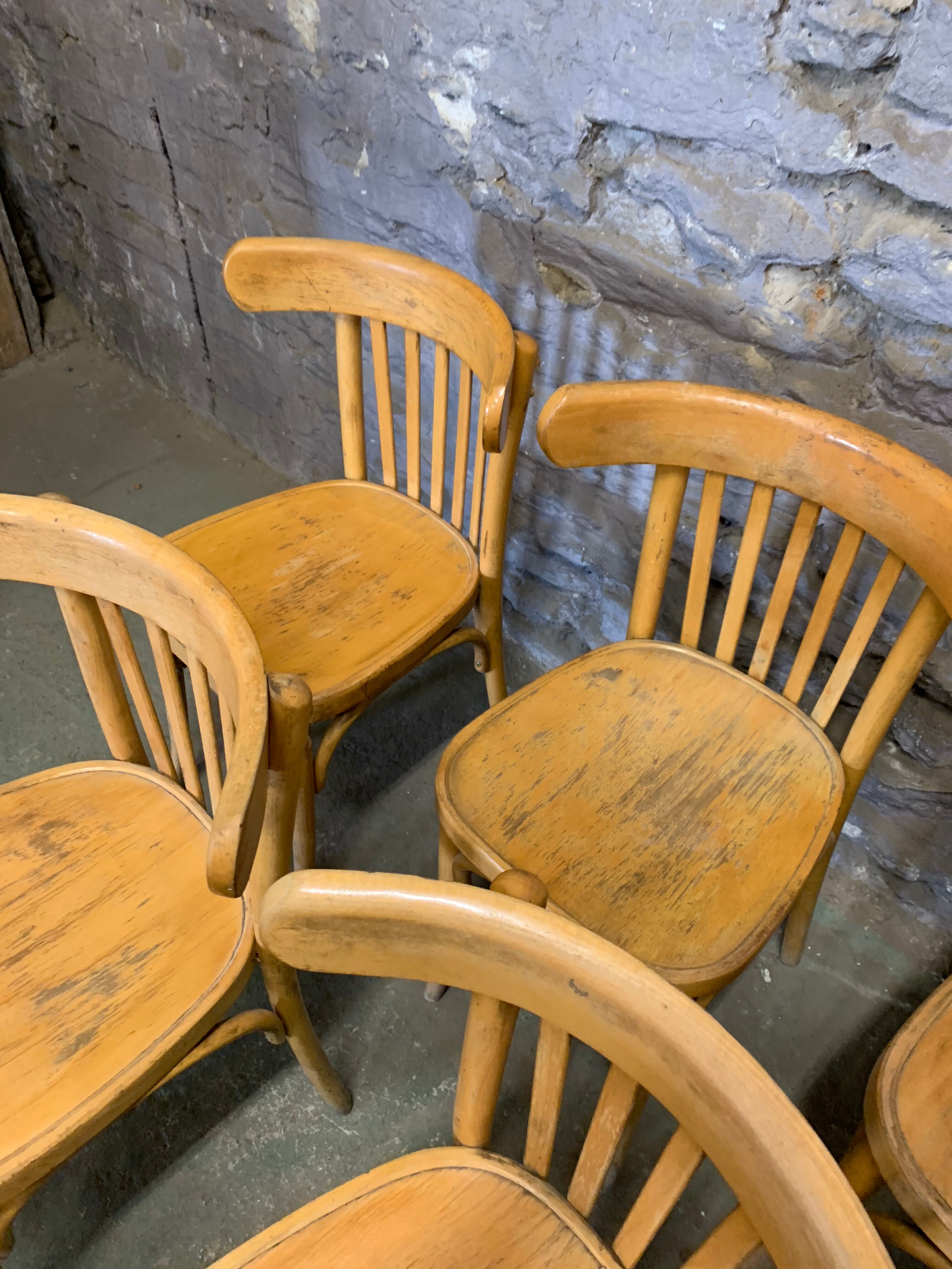 Suite of 6 old bistro chairs from the 1960