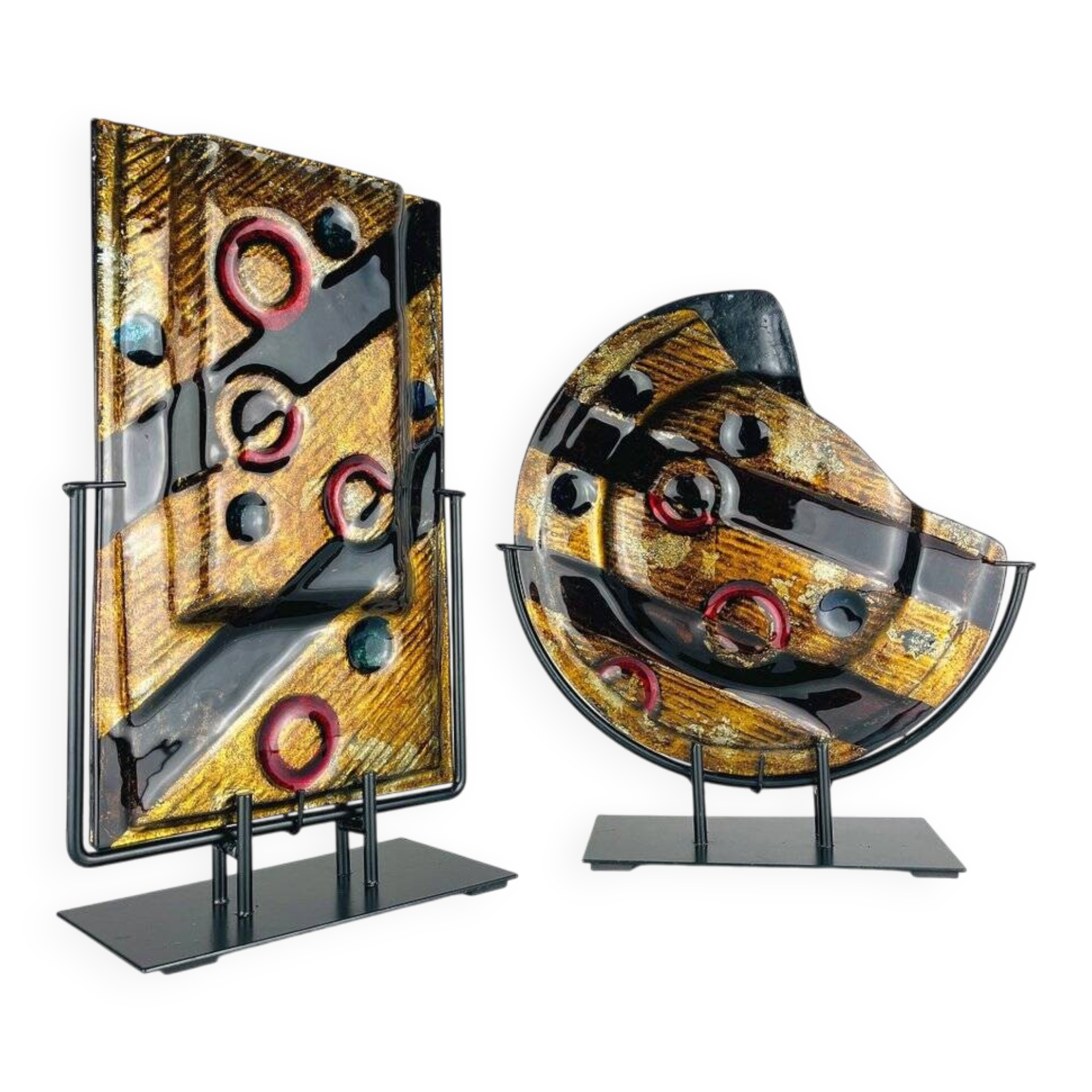 Geometric Glass Vases from Murano, Italy, 2000s, Set of 2