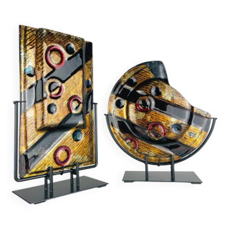 Geometric Glass Vases from Murano, Italy, 2000s, Set of 2