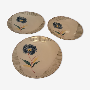 3 assiettes a dessert  faience  sarreguemines  modele  tambourin