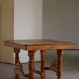 Square dining room/office table from the 19th century, baroque, Danish cabinetmaker.