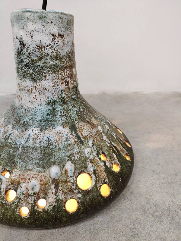 Suspension vintage en céramique fat Lava